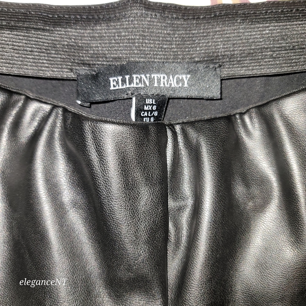 Ellen Tracy Black Faux Leather Leggings Sz: L - Picture 8 of 9